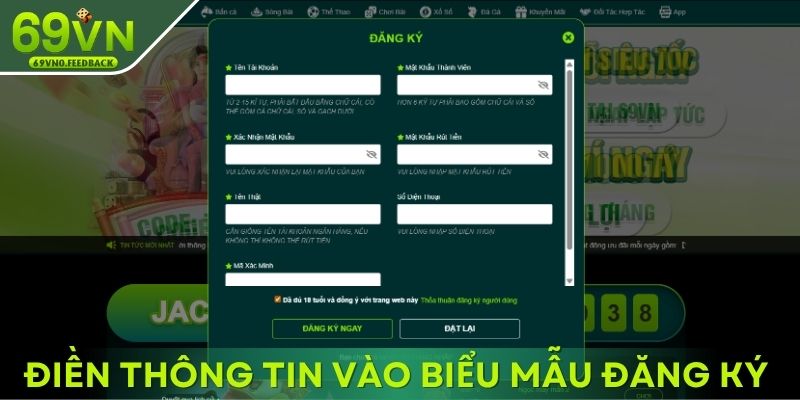 Điền thông tin chuẩn vào biểu mẫu đăng ký 69VN Điền thông tin chuẩn vào biểu mẫu đăng ký 69VN